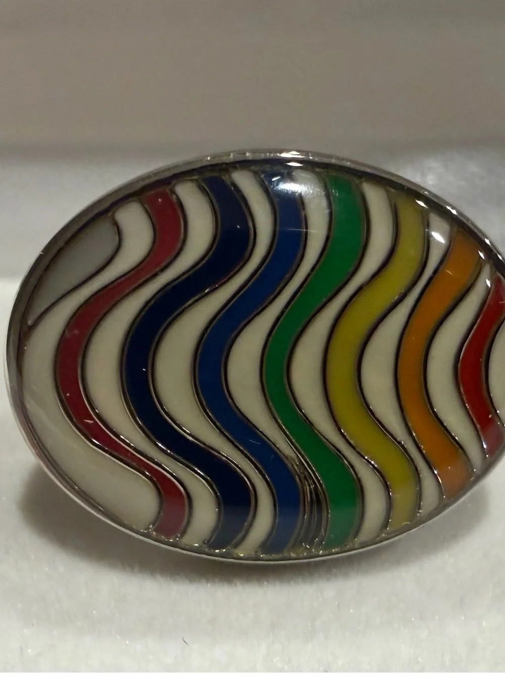 Dalat Multicolor Wave Enamel Oval Cufflinks - BoardroomTies.com